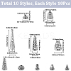 100Pcs 10 Styles Tibetan Styles Alloy Bead Cone & Bead Caps FIND-SP0020-73A-2