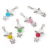 6Pcs 6 Colors Angel & Butterfly Alloy Beaded & Polymer Clay Pave Rhinestone Beaded Pendant Decoration HJEW-TA00339-3