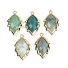 Natural Green Fluorite Faceted Leaf Pendants G-I375-04G-01-1