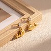 304 Stainless Steel Cubic Zirconia Stud Dangle Earrings for Women WG7577E-01-2