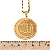 201 Stainless Steel Flat Round with Arabic Pendant Box Chain Necklaces for Women Men LS-NJEW-R013-03G-5