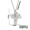 Brass Pave Cubic Zirconia Religion Cross Pendant Necklaces CU6638-3-1