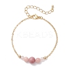 Natural Rhodochrosite Round Beads link Bracelets BJEW-JB13172-03-2