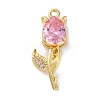 Ion Plating(IP) Brass Micro Pave Cubic Zirconia Tulip Pendants KK-U042-02G-02-1
