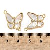Brass Clear Cubic Zirconia Pave Natural Shell Butterfly Connector Charms KK-P283-08G-3