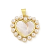Rack Plating Brass Pave Natural Shell Pendants KK-G513-30G-1