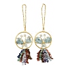 Butterfly Brass & Natural Aquamarine Pendant Decorations HJEW-Z007-04G-07-1