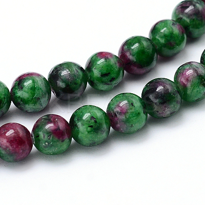 Synthetic Ruby in Zoisite Beads Strands G-F216-6mm-26-1-1