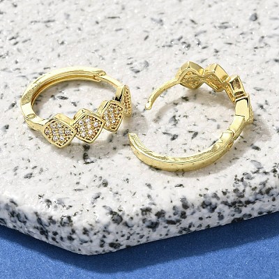 Brass Clear Cubic Zirconia Hoop Earrings EJEW-M047-26G-1