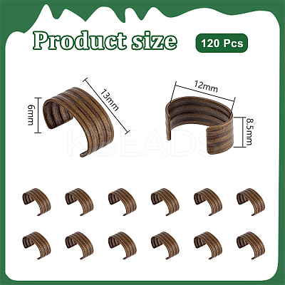 120Pcs Brass Folding Crimp Ends KK-PH0014-10AB-1