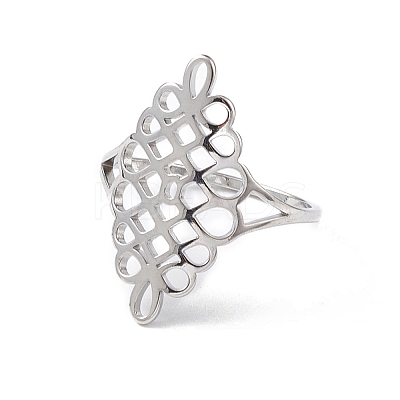 Non-Tarnish Hollow Out Chinese Knot 304 Stainless Steel Finger Ring for Women RJEW-E073-09P-1