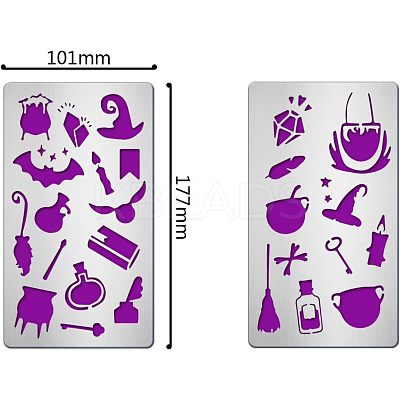2Pcs 2 Style 304 Stainless Steel Cutting Dies Stencils DIY-FG0001-95-1