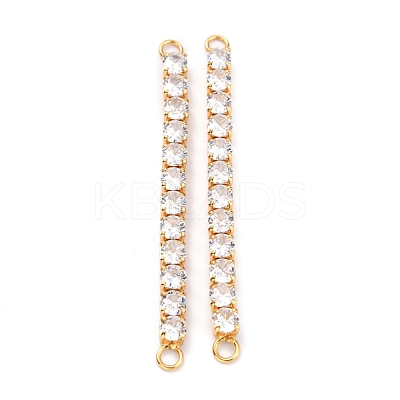 Brass Clear Round Cubic Zirconia Links Connectors ZIRC-G170-23B-G-1