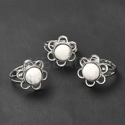 Natural Howlite Adjustable Rings RJEW-P043-01P-21-1