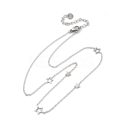 304 Stainless Steel Star Link Chain Necklaces NJEW-R026-13P-1