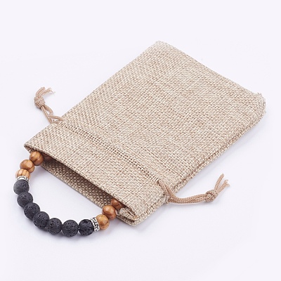 Natural Lava Rock Stretch Bracelets BJEW-JB03635-01-1