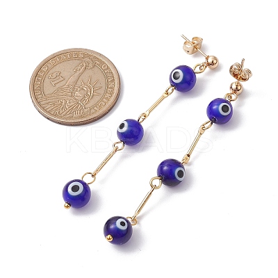 Evil Eye Lampwork Dangle Stud Earrings EJEW-JE05672-01-1