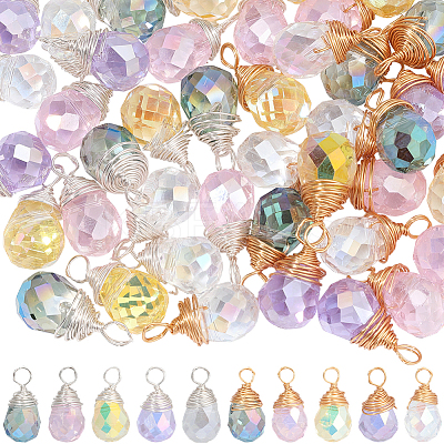 50Pcs 2 Styles Transparent Glass Charms PALLOY-BM00028-1