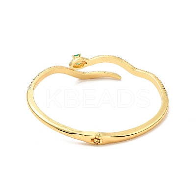 Cubic Zirconia Snake Open Cuff Bangle BJEW-P281-09G-01-1