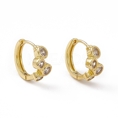 Clear Cubic Zirconia Flat Round Hoop Earrings EJEW-M210-20G-1