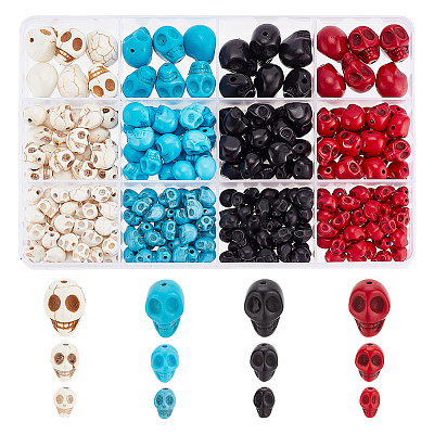264Pcs 4 Colors Dyed Synthetic Turquoise Beads G-AR0005-48-1