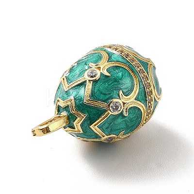 Rack Plating Brass Micro Pave Cubic Zirconia Enamel Pendants X-KK-M230-11G-1