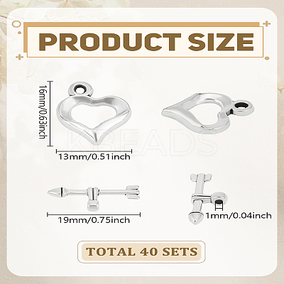40Bags Tibetan Style Heart Toggle Clasps FIND-LP0007-46-1