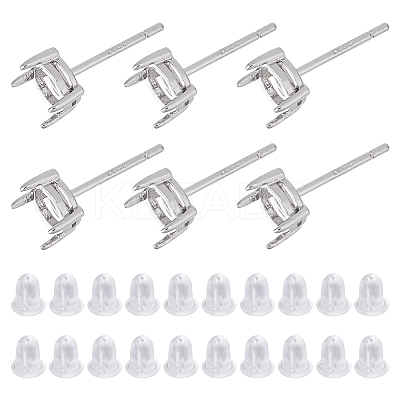 3 Pairs 925 Sterling Silver Stud Earring Findings DIY-DC0003-38-1