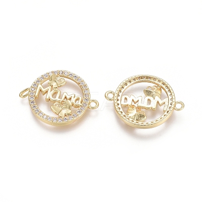 Brass Micro Pave Clear Cubic Zirconia Links Connectors ZIRC-G152-16G-1