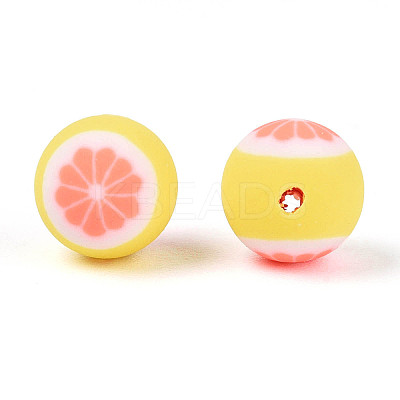Fruits Theme Handmade Polymer Clay Beads X-CLAY-T022-04G-1
