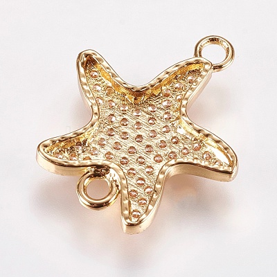 Brass Micro Pave Cubic Zirconia Links ZIRC-I018-10A-G-NR-1