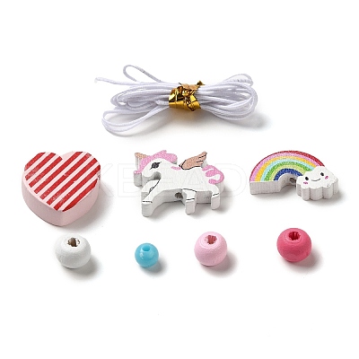 Children's Day Theme Maple Wood Jewelry Set DIY Making Kits WOOD-C006-01J-1
