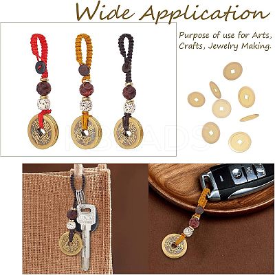 3Pcs 3 Style Brass Lucky Coins Five Emperor Money Feng Shui Coins Pendant AJEW-FH0002-29-1