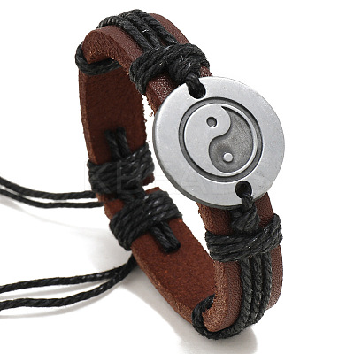 Adjustable Cowhide Cord Bracelets for Men BJEW-PW0001-01A-1
