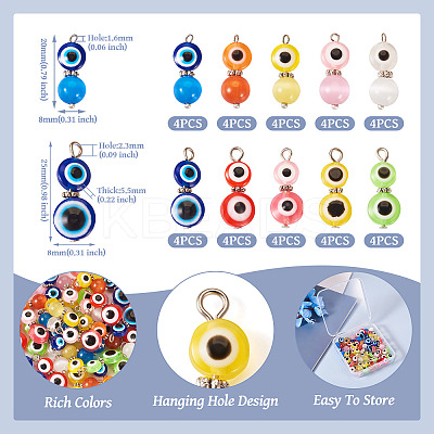 40Pcs 10 Styles Resin Evil Eye & Cat Eye Pendants FIND-TA0004-25-1