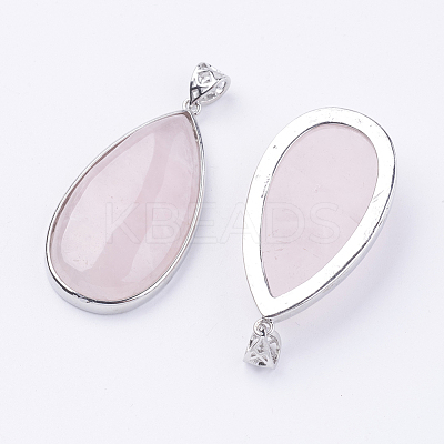 Natural Rose Quartz Big Pendants X-G-I184-08-1