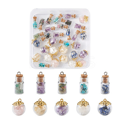 40Pcs 2 Style Glass Bottle Pendants FIND-CD0001-21-1