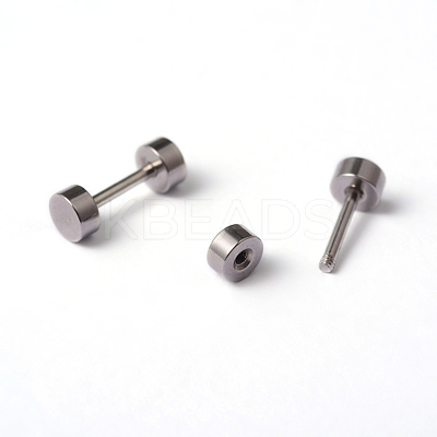 Flat Round 304 Stainless Steel Barbell Cartilage Earrings EJEW-L164-01-1