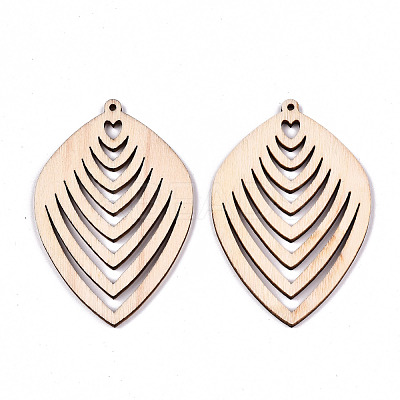 Undyed Natural Wooden Big Pendants X-WOOD-N007-055-1