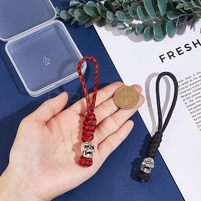 2Pcs 2 Colors Handmade Nylon Parachute Cord Pendant Decorations for Men KEYC-HY0001-32B-1