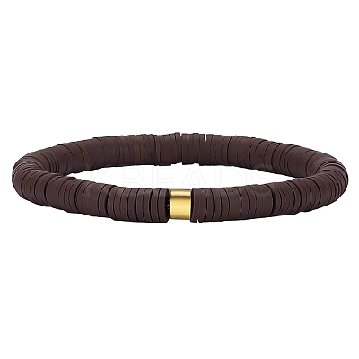 Polymer Clay Heishi Surfer Stretch Bracelet with 304 Stainless Steel Beaded BJEW-SW00112-02-1