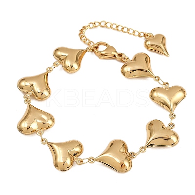 304 Stainless Steel Heart Link Chain Bracelets for Valentine's Day Gift BJEW-D359-17A-G-1
