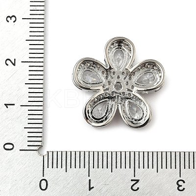 Brass Pave Cubic Zirconia 5-Petal Flower Multi-Strand Links KK-I276-30P-02-1
