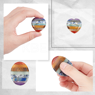 2Pcs 2 Style Chakra Worry Stone for Anxiety Therapy G-CP0001-03-1