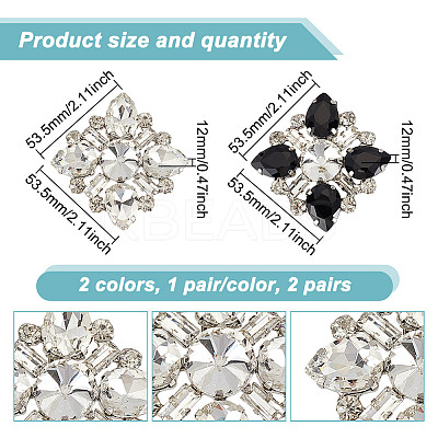 2 Pairs 2 Colors Glass Rhinestone Shoe Decorations AJEW-GO0001-88-1