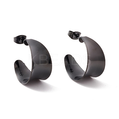 Ion Plating(IP) 304 Stainless Steel Chunky C-shape Stud Earrings EJEW-P198-09EB-1