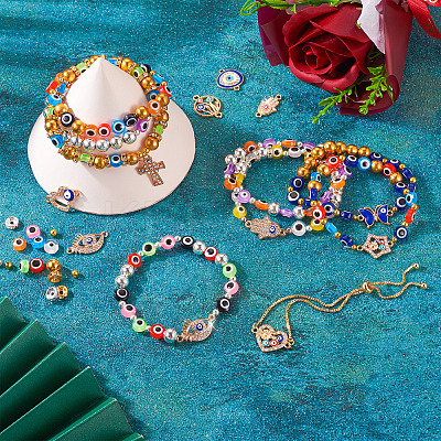 DIY Evil Eye Bracelet Making Kit DIY-TA0004-42-1