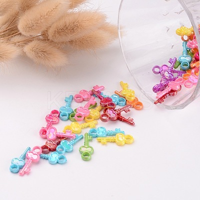 Opaque AB Color Acrylic Skeleton Key Pendants X-SACR-R697-M24-1