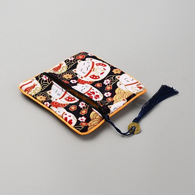 Square Cloth Jewelry Packing Pouches Drawstring Bags with Tassel ABAG-WH0032-68F-1