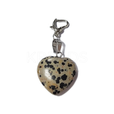 Natural Dalmatian Jasper Pendant Decorations PALLOY-PH01402-04-1